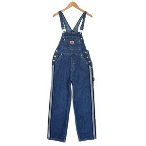 Vintage Revolt Women’s Denim Carpenter Overalls 90s Y2K Striped Side Casual Farm